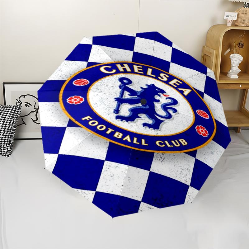 Automatischer Regenschirm im Chelsea Football Club Design, Leicht & Tragbar, 8 Speichen, Perfekt für Reisen im Freien, Geburtstage, Weihnachten, Geschenke.