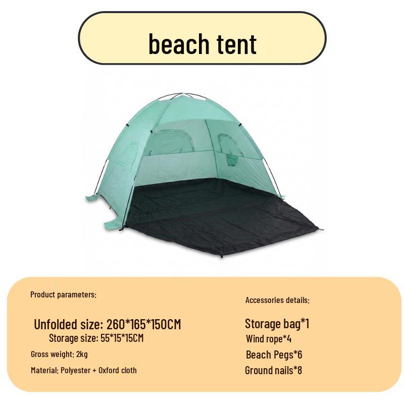 Beach Park Ultra-Light Sunshade Tent for 2-4 People, Easy Assembly, Breathable, 1.6kg