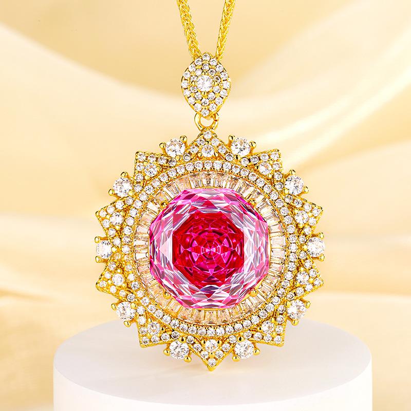 Schmuck Kupferboden Vergoldet Rosenschliff Meerblau Sonnenblume Goldanhänger Hauptstein 18mm