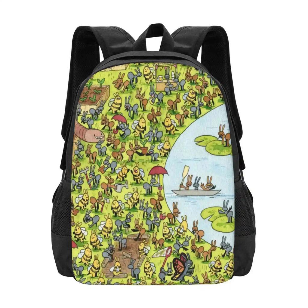 Frühlingsameisen Große Kapazität Schulrucksack Laptoptaschen Frühlingsameisen Süße Aquarellbienen Saison
