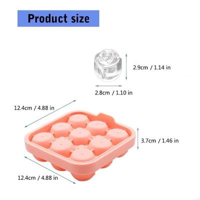 F19B Ice Mold Rose Flower Ice Tray Flexible Silicone Ice Maker Enduring