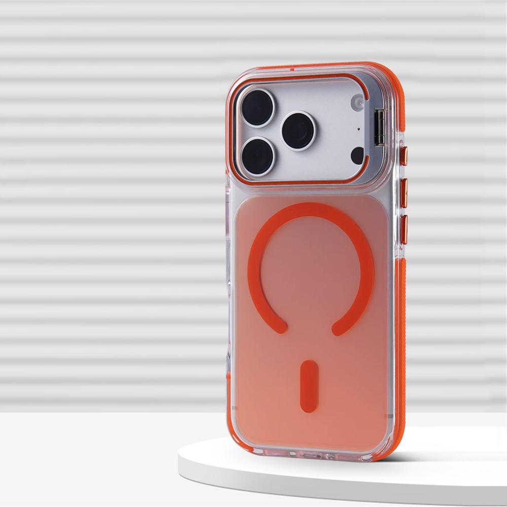 Metal Lens Stand Gradient Color Magnetic Shockproof Case For iPhone 17 Air 16 15 14 Plus 13 12 Pro Max For MagsDrop Bumper Cover