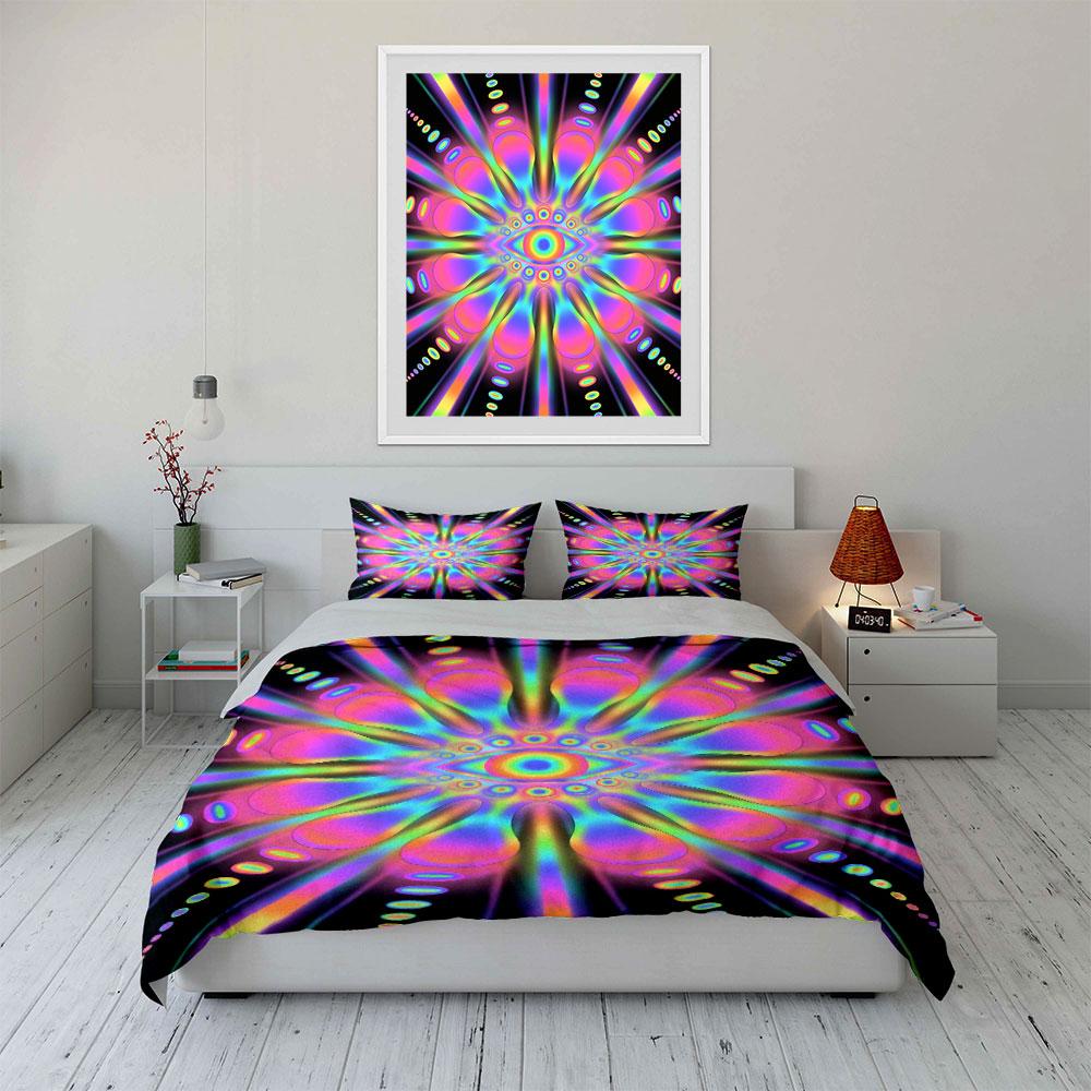 Colorful Psychedelic Art Set Home Soft Comfortable Duvet Cover Bedding Set Included 1*Duvet Cover & 2*Pillowcases, Gift