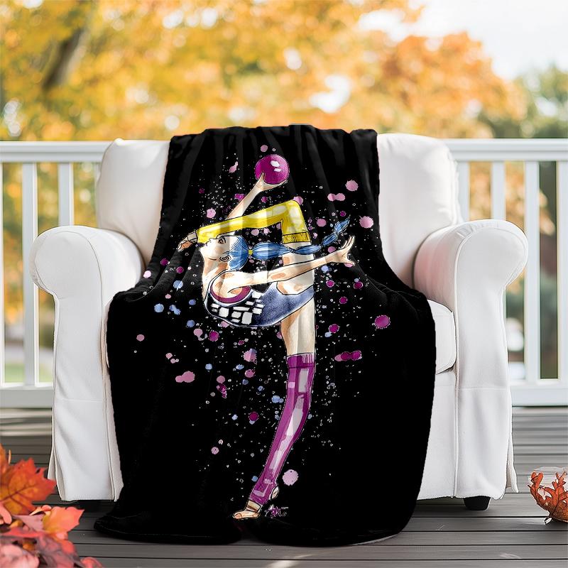 Gymnastics Theme Printed Blanket - Perfect for Couch, Bed, Travel & Outdoor Use | Machine Washable, Cozy & Durable.