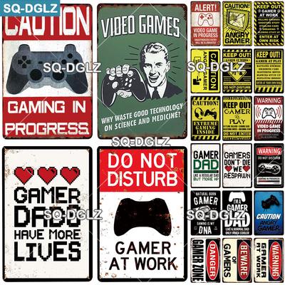 [SQ-DGLZ] Segno GAME Targa in Metallo Vintage Decorazione per Porta Esterno Segni in Latta Avvertimento Segno in Metallo Vietato l'Ingresso Poster Gamer