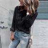 Women Ladies Casual Lace Polka Dot  T-shirt Long Sleeve Tops Blouse