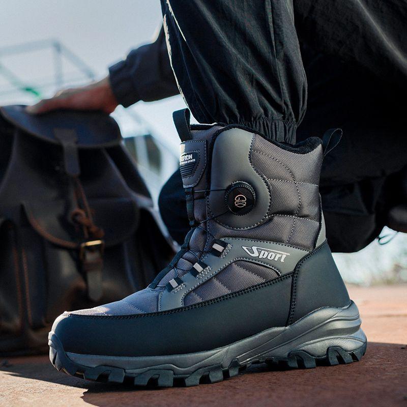 Warme Herren Schneestiefel Wasserdicht Outdoor Winter Gedrehter Knopf Herren Baumwollschuhe Mann Winter Wanderschuhe