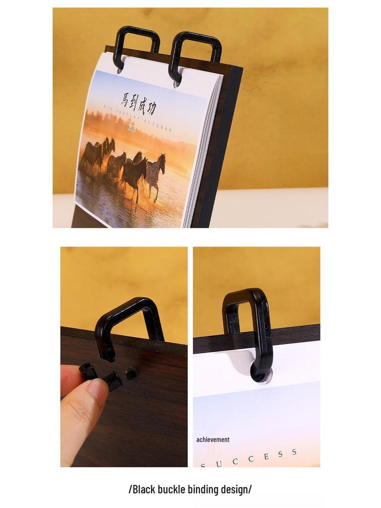 2026 Creative Wooden Desk Calendar Set: Chinese Style Monthly Calendar with Stand and Gift Box