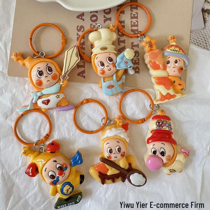 Cute Alien Cartoon Resin Keychain Pendant - Handmade DIY Jewelry Accessories for Girls