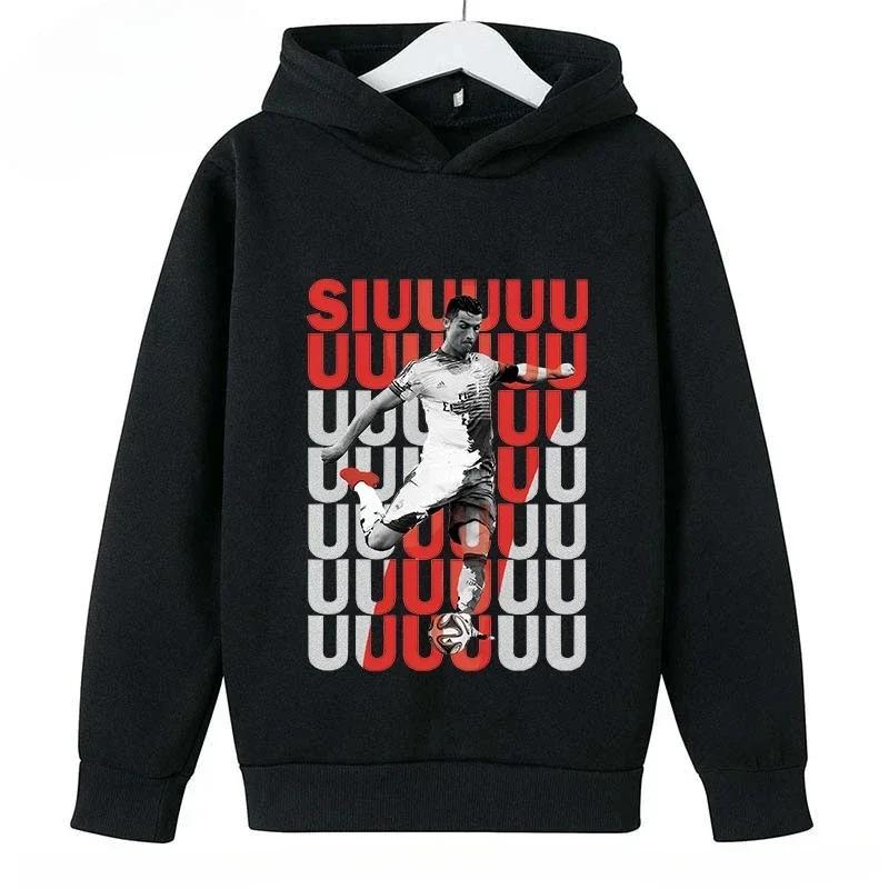 Frühling Herbst Lässiger Kinder-Hoodie Sport-Sweatshirt für Jungen und Mädchen Ronaldo Aufdruck Mode Kinder Pullover Top