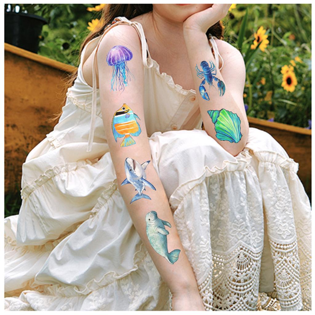 Cartoon Marine Creature Tattoo Stickers Can Waterproof Party Party Gift Funny Fun Temporary Face Stickers