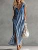 Hooded Sleeveless Denim Cardigan Dress - European/American Hot-Selling Casual Long Vest Skirt