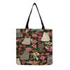 Women Vintage Linen Tote Bag - Large Capacity Print Shoulder Handbag for Casual & Grocery Shopping KTB