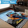 Custom Name Cartoon off-road vehicle fire truck Rug for Living Room, Game Rooms, Office, Bedroom, Floor Mat Playful Design, fan gifts Christmas decor