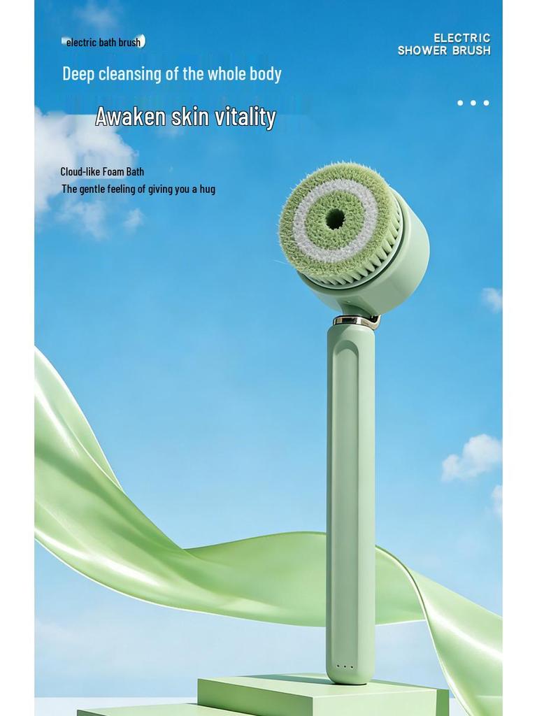 Long-Handled Electric Exfoliating Bath Brush - Automatic Back Scrubber for Removing Dirt & Dead Skin