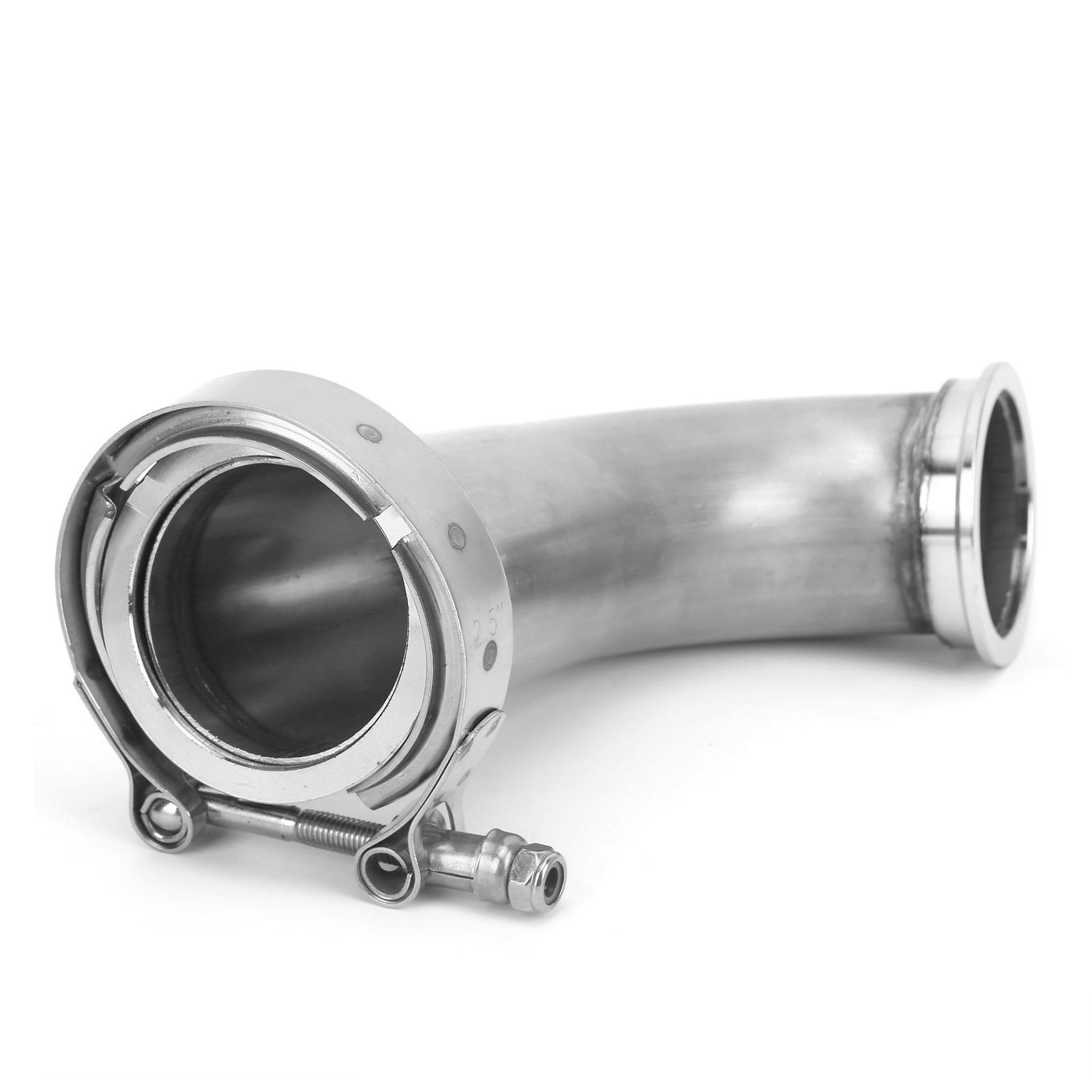 Goolrc Unisex 90 Degrees Flange Elbow Adapter Downpipe Vband Clamp Stainless Steel 2.5In Id To 3.2In Od