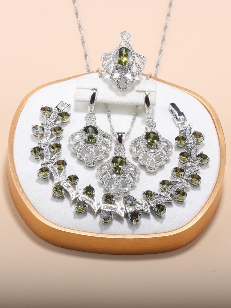 Original Design Rose Red Big Jewelry Hight Quality Zircon Fashion Accessories 5-Piece Sets Women Wedding-Party Costume
