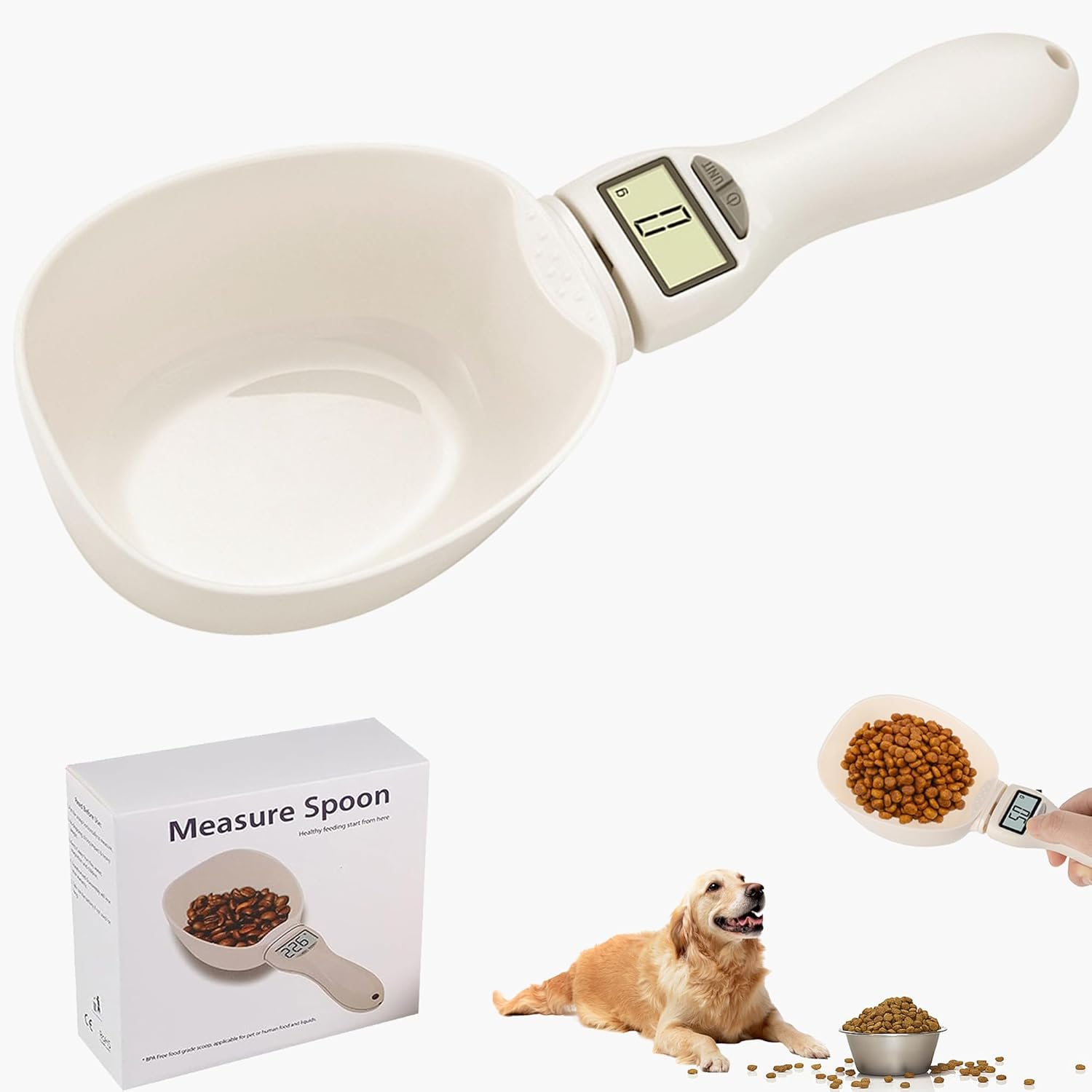 Pet Food Measuring Scoop Electronic Dog Cat Food Measuring Cup Digital Spoon Scale Kitchen Food Scale with LED Display