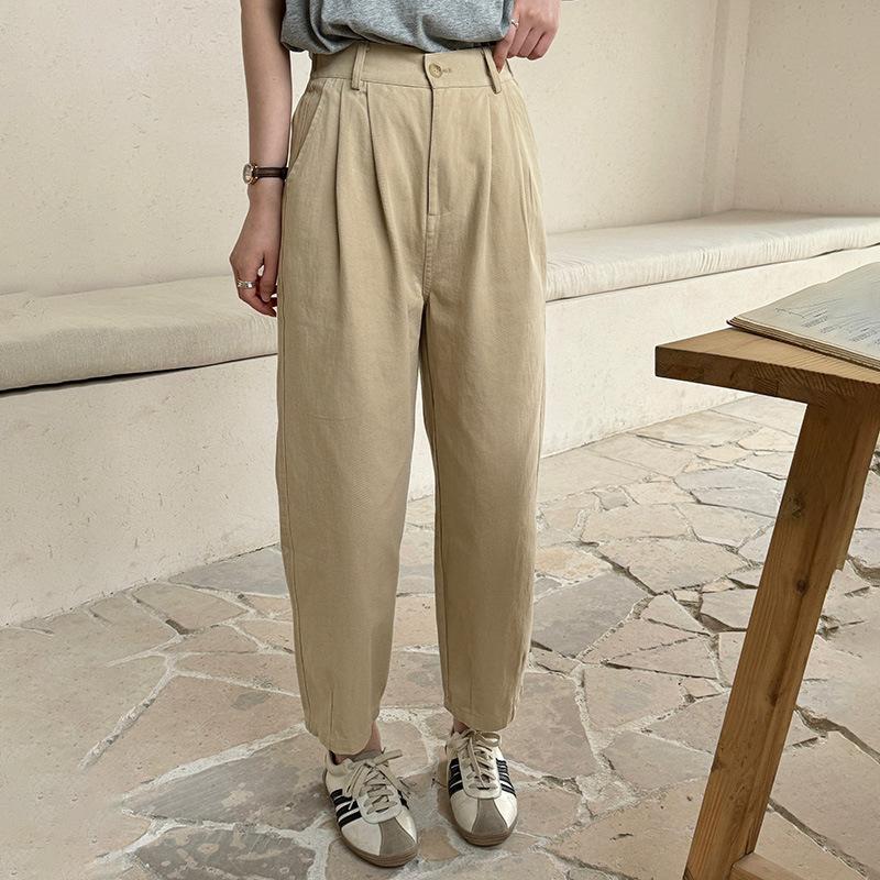 

Повседневные брюки с высокой талией для женщин Весенние Новые Маленькие и Универсальные Приталенные и Свободные Брюки Прямые Брюки S