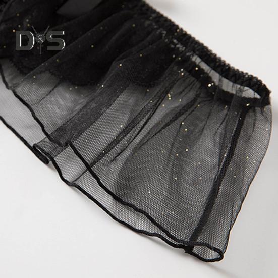 Women Thong Mesh Lace Bow Decor Spaghetti Strap Open Crotch Solid Color Low Waist Seductive Elastic Hot Lady G String Panties Underwear