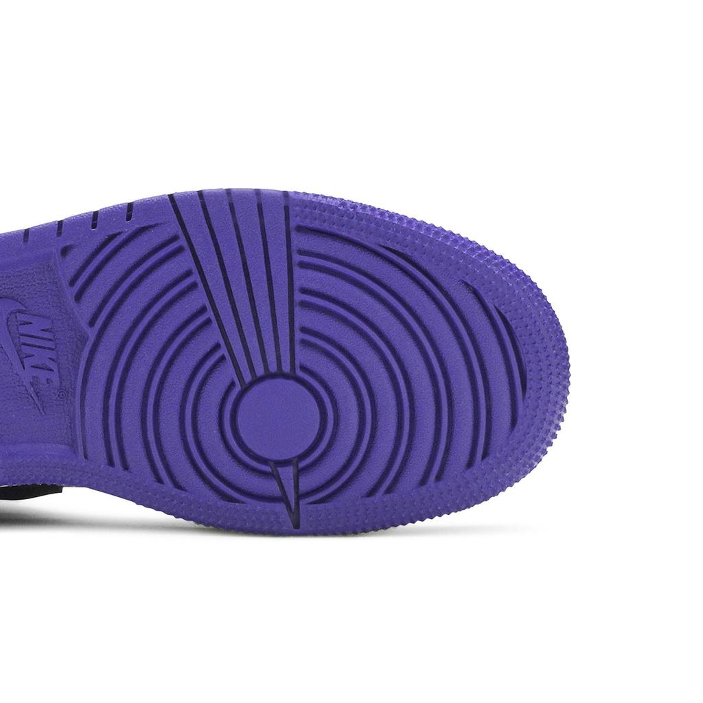 Air Jordan 1 Mid SE Grade School 'Varsity Purple' (Unisex) White / Black / Light Solar Flare Heather / Varsity Purple Kids' Basketball Shoes