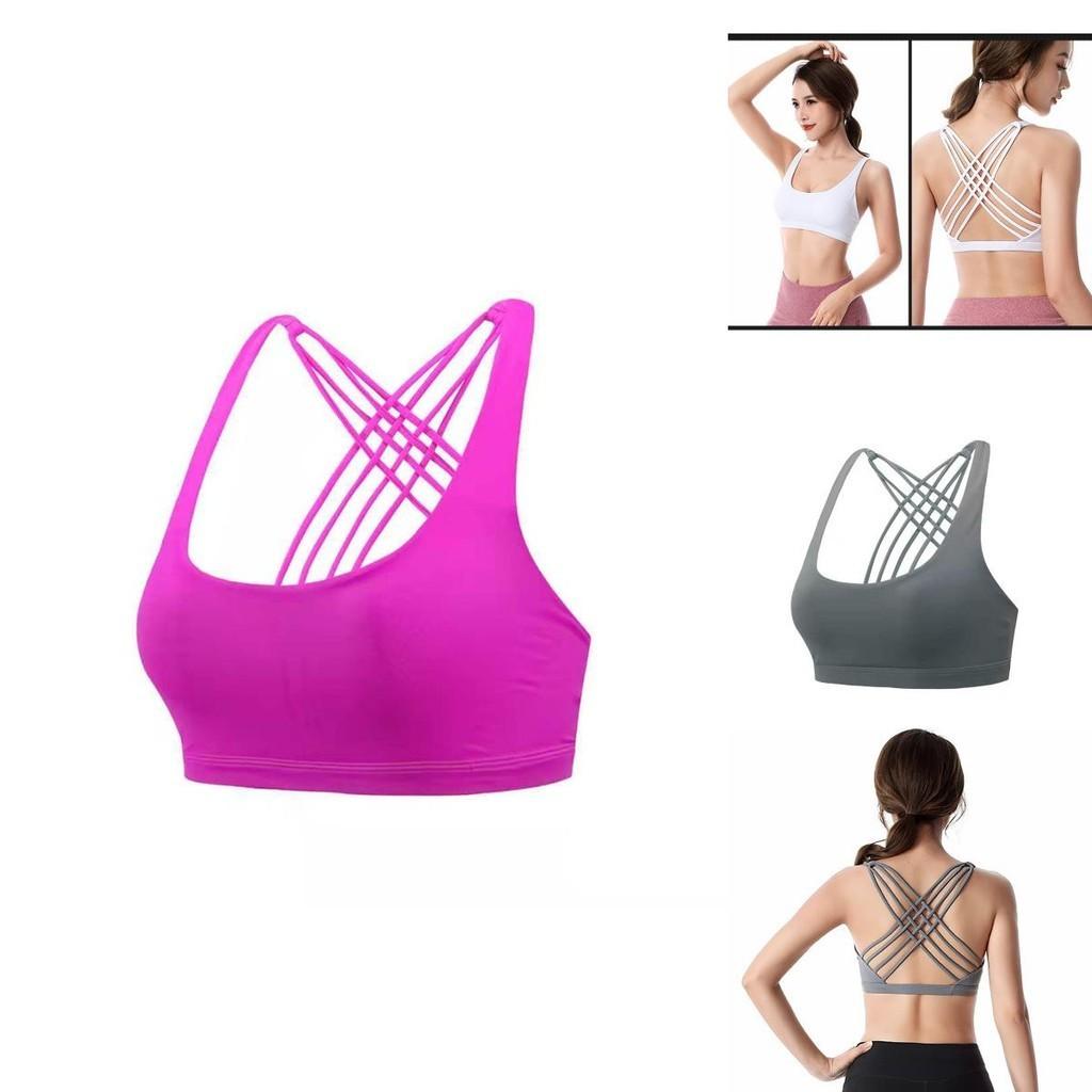 Damen Komfortabel Gepolsterter Sport-BH-Westen mit Kreuzrücken für Fitnessstudio, Fitness und Yoga
