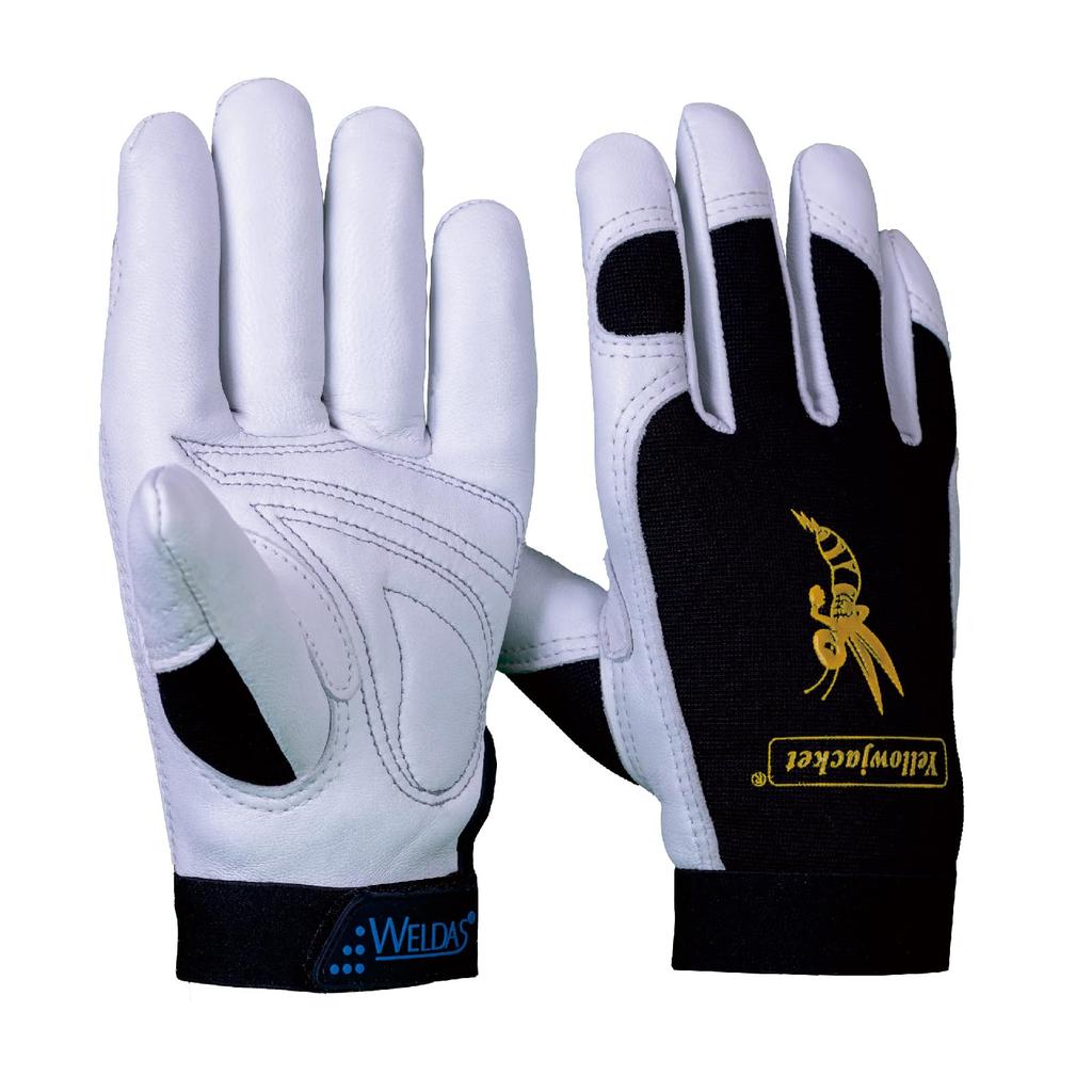 Weldas Top Grain Goat Leather White [YELLOWJACKET] Mechanic's Gloves, 10-2670XL, & Black, (XL size).