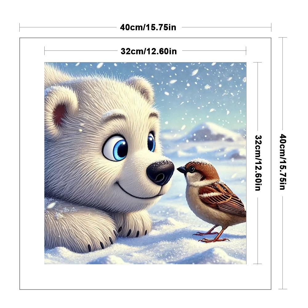 Winter Animal Printed Cross Stitch Kit DIY 11CT Embroidery Craft Set Home Decor
