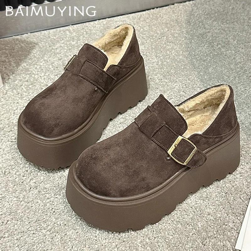 Fur Platform Women Ankle Boots Flats Suede Shoes Woman 2025 Trend Winter Fashion Designer Casual Walking Warm Women’s Snow Botas
