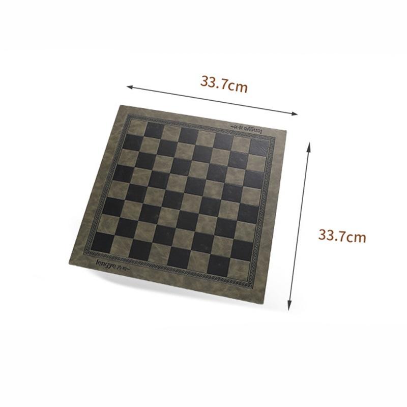 Reliëfontwerp Leer Internationaal Schaakbordspellen Mat Dammen Universeel Schaakbord Verjaardagscadeau Pop Tapijt Tafelmat
