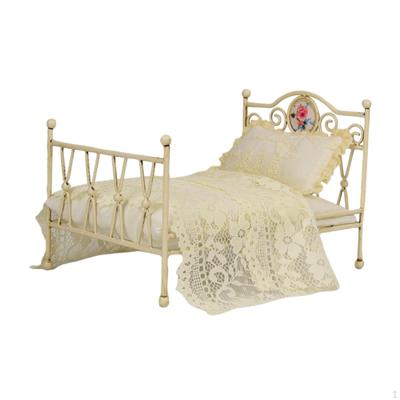 1/6 Puppenhausbett, Schlafzimmermöbel, Miniaturdekoration, Zubehör, Rollenspiel,