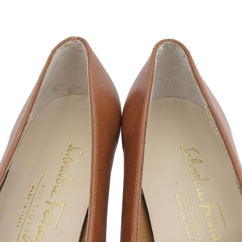 Excellent Salvatore Ferragamo pumps VARA Vara ribbon Brown leather Women 5 Used