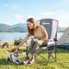 Padded Camping Chair Adults Heavy Duty Folding Chair Side Pocket Cup Holder Carry Bag Outdoor Light Grey