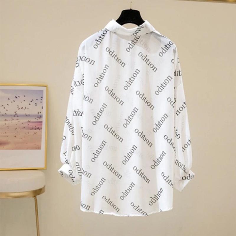 Chiffon Sun Protection Clothing Women's Loose Summer Solid Color Letters Wild Thin Coat Long-sleeved Air-conditioning Cardigan