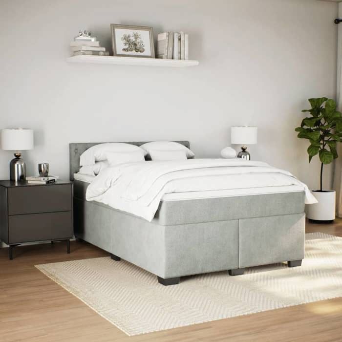 Maison Exclusive - Sommier à lattes de lit et matelas Gris clair 160x200cm Velours