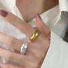 Irregular Geometric Women's Adjustable Open Ring: Trendy Textured Design for Index Finger