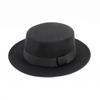 Autumn and Winter Top Hat British Black Flat Top Hat Hepburn Gentleman Jazz Hat Flat Brim Woolen Wide Brim Men's and Women's Hats