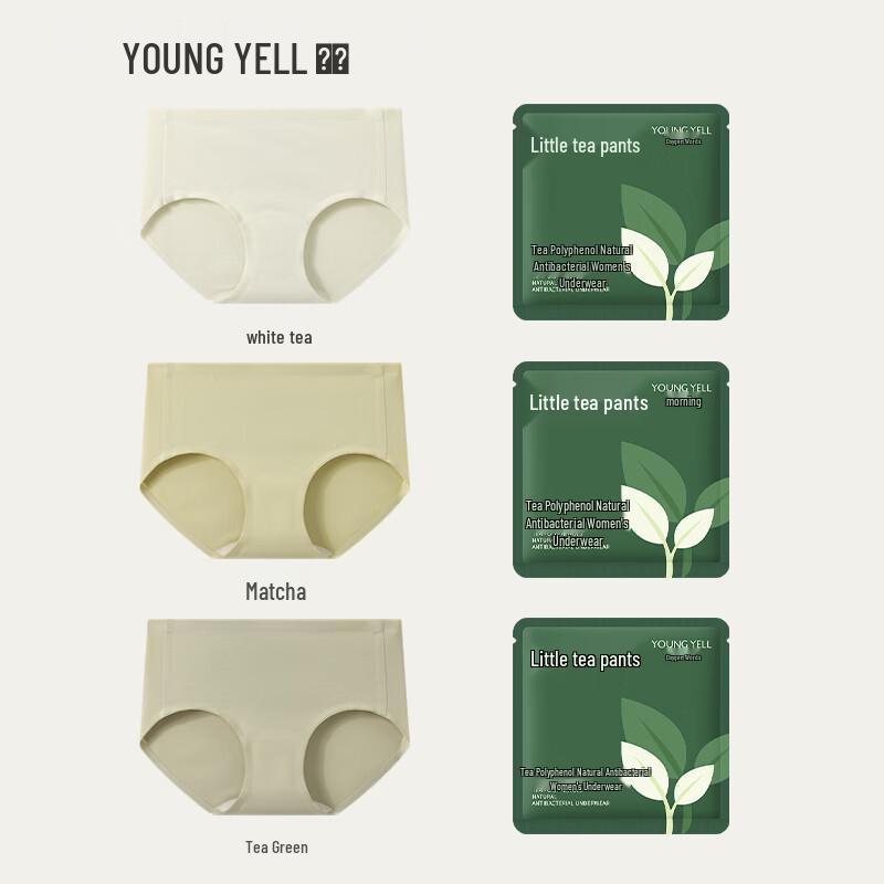 YOUNGYELL Women's Seamless Antibacterial Cotton Blend Mid-Rise Underwear (3-Pack)