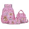 New Children's Backpack Cartoon Cute Elementary School Student Backpack Kapi Barra Capybara Backpack Three Piece Set