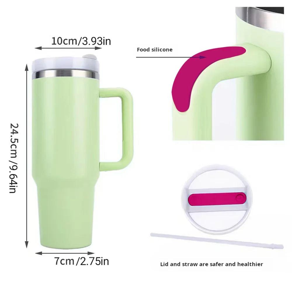 40oz Top 304 Steel Insulated Water BottleThermal Coffee Car Mug Cold Mugs Vacuum Flask With Handle StrawFor Sport Durable
