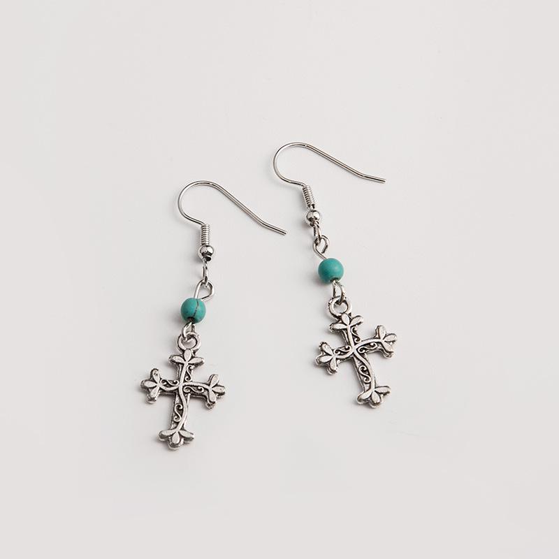 Retro European and American Owl Starfish Turquoise Earrings