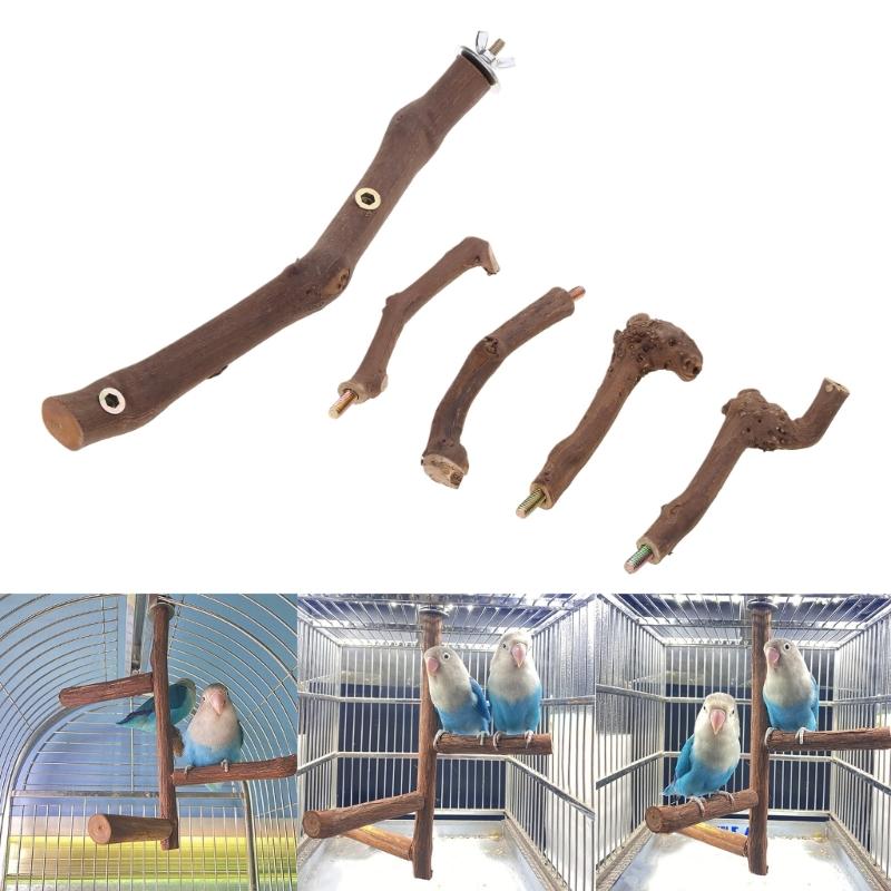 Bird Perch Natural Wood Stand Parakeet Toys Bird Cage Perches Accessories for Parakeets Senegal Parrots Mini Macaws