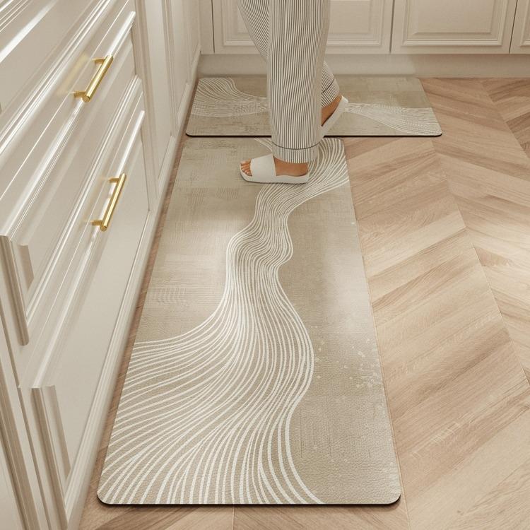 Carpet for Kitchen Waterproof Floor Mat Beige Carpets Pvc Leather Non-slip Oil-proof Long Foot Mats Home Decoration Rug Balcony