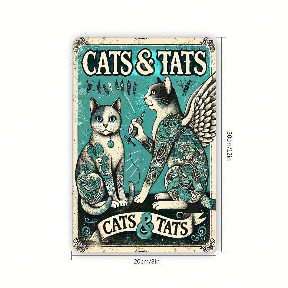 Vintage Metal Poster Cat Tattoo Wall Decor Home Gift