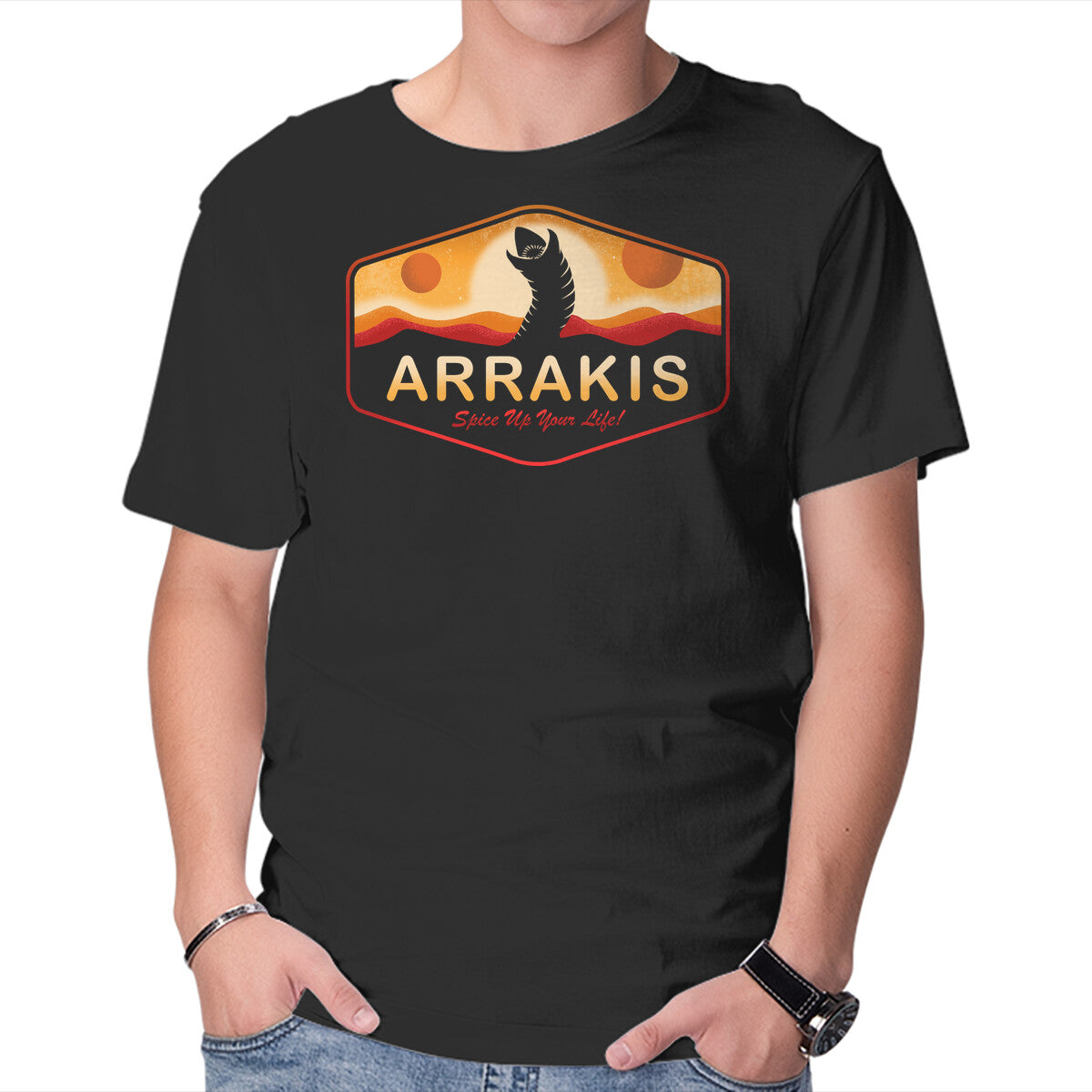 Unisex Crew Neck T-Shirt Visit Arrakis Graphic Short Sleeve Casual Tee S