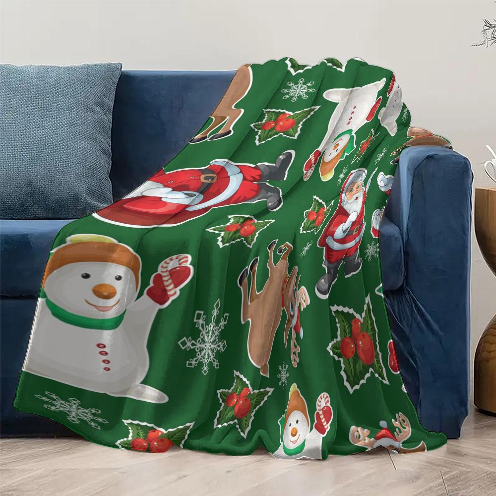 TU Festive Christmas Throw Blanket Cozy Reversible Plush Sherpa Fleece Blanket Holiday Home Decor Gift Warm Soft Throw