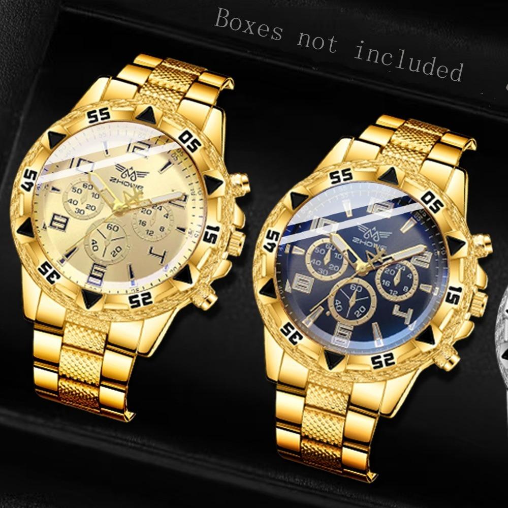 Men's Watch Blu-ray Glass Quartz Watch Classic Watch False Three-eye Digital Alloy Watch