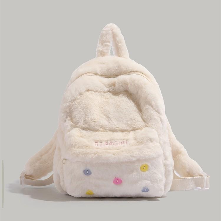 

Autumn and winter furry bag women 2025 new cute girl sweet student small backpack furry portable double shoulder schoolbag