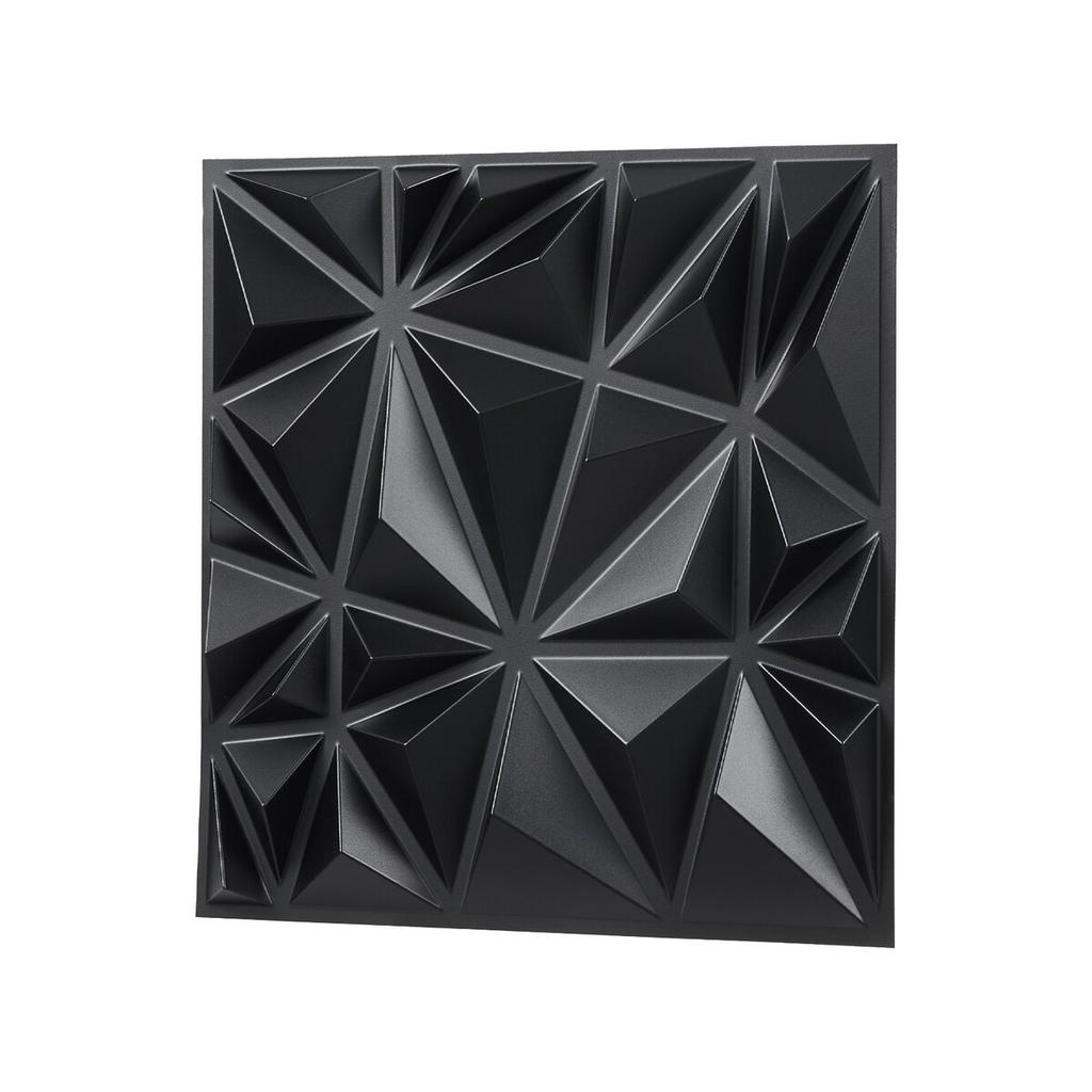 3D Wall Panels 33-Pack 11.81x11.81'' PVC 32 Sq.Ft Coverage Diamond Black