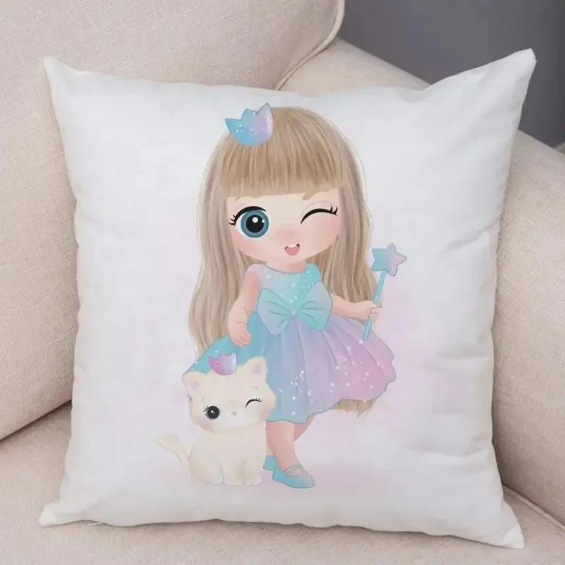 Luxury Home Decor Pillow Cover Car Living Room Sofa Cushion Cover Cartoon Girl Pattern Cushion Cover